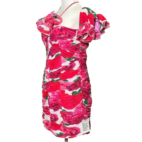 NEW ASOS LUXE Womens Sz 6 Pink mini Floral dress corset Ruched Summer Party Sexy Red