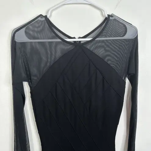 Reiss NWT Calo Mesh Sleeve Stretch Bodycon Black Dress Women's Size 2