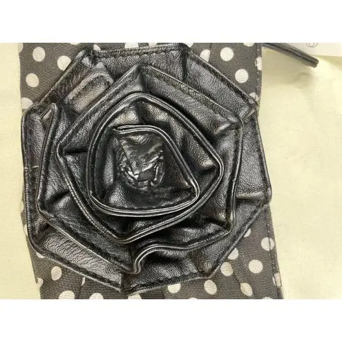 Minicci Women's Black & White Polka Dot Clutch with rose/Bag small SKU 4788