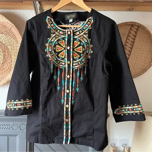 Bob Mackie ☀️ Vintage Wearable Art Dream Catcher Embroidered Jacket With Stretch