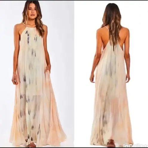 Young Fabulous and Broke 🫦 ✨ Sheer Italian Silk Pastel Maxi Dress With Inner Satin Slip