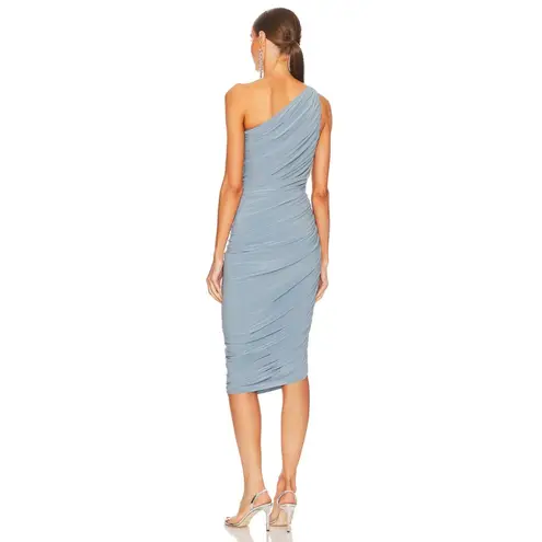 Norma Kamali Diana One Shoulder Ruched Dress Dusty Blue XS