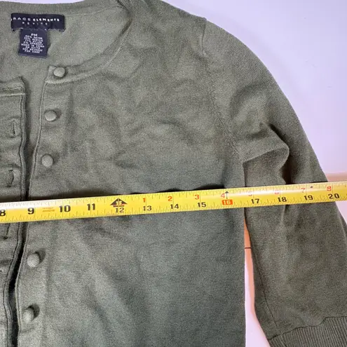 Grace Elements Petite Olive Green Button Down 3/4 Sleeve Cardigan Sweater