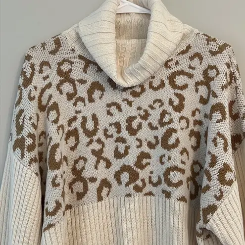 Nine West  Leopard Print Turtleneck Sweater