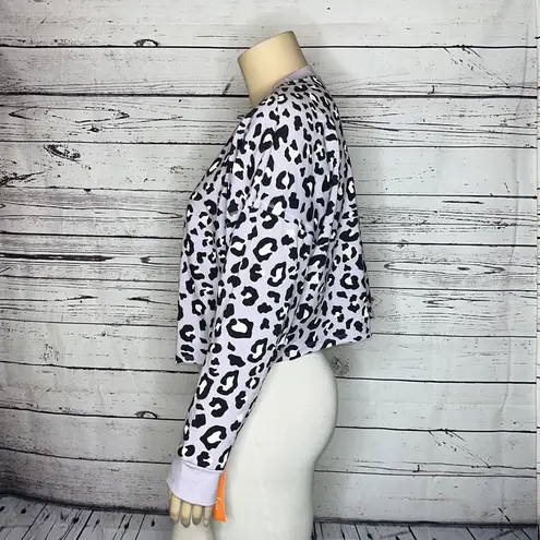 Colsie NWT Size XL Purple & Black Animal Print Long Sleeve Crop Sweatshirt Top