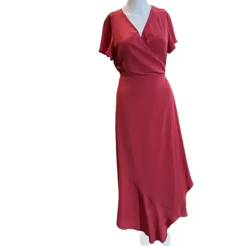 H by Halston Halston Women’s Rose Pink Short Sleeve V-Neck Wrap Maxi Dress Size Small
