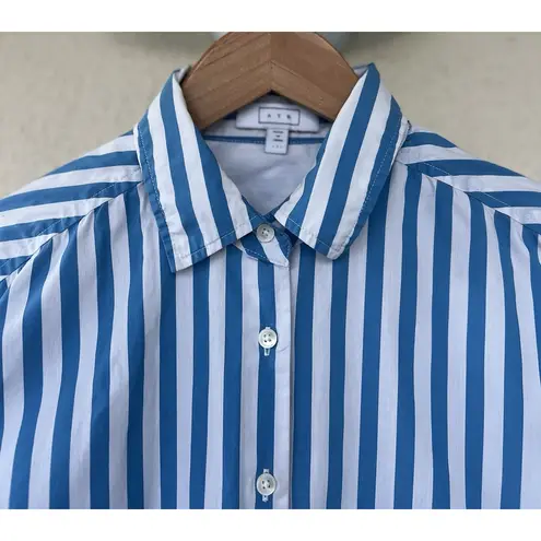 AYR The Deep End Blue White Striped Long Sleeve Button Down Shirt S Oversized