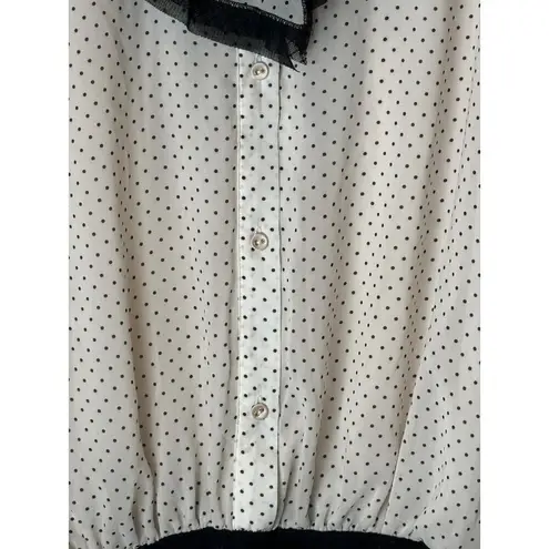 HAH Hot As Hell Bodysuit Women Small Black White Polka Dot Heavy Knecking NWT
