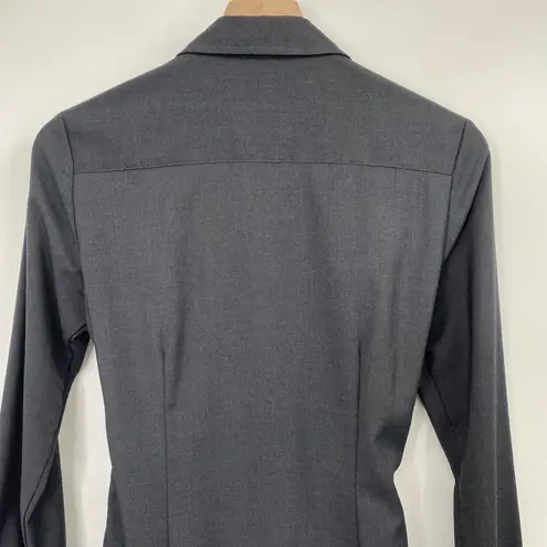 J. McLaughlin Tie Waist Mini Shirtdress Charcoal Gray Long Sleeve Twill Womens XS