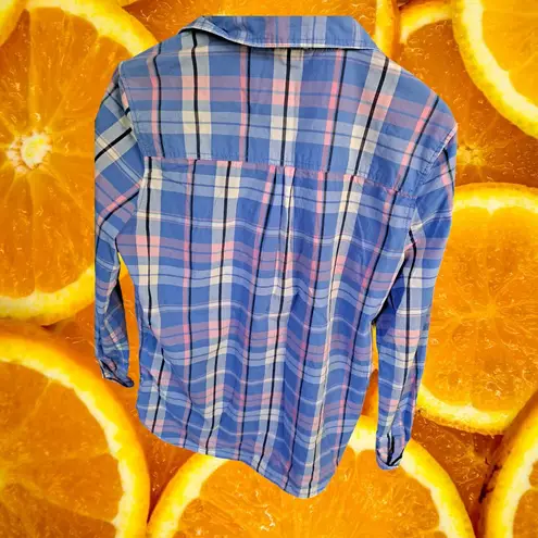 Prince & Fox Pink and Blue Plaid Button Up Shirt Size Large