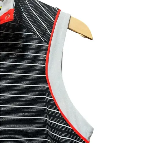 Tail Black white Stripe Henley Snap golf polo tank Top Size Medium