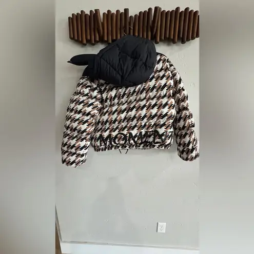 Perfect Moment Puffer II houndstooth down ski jacket tan black white size XL