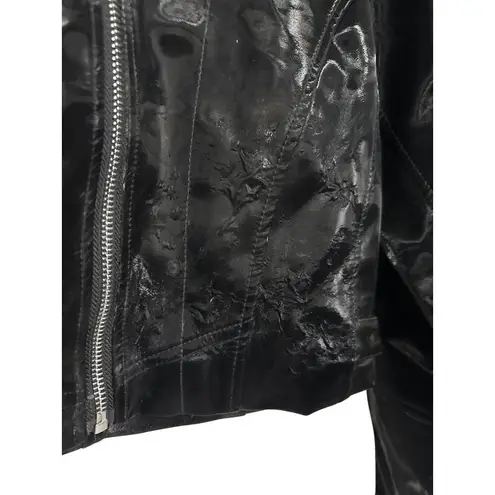 We Wore What Faux Patent Leather Cropped Moto Jacket in Black X-Small New as-is