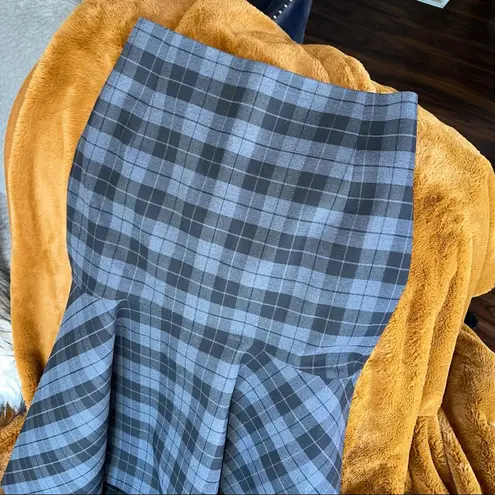 Balenciaga New Godet Stretch Wool Plaid Peplum Skirt in Grey and Black