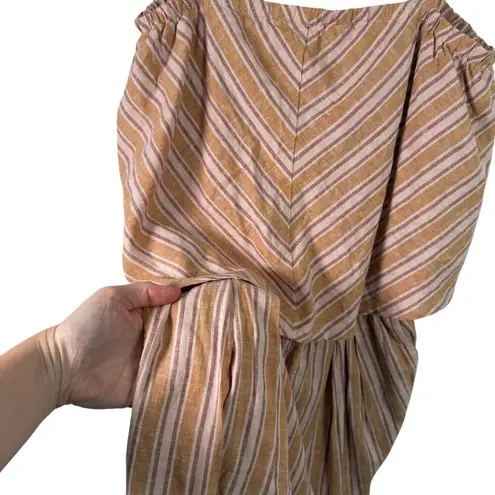 Toad & Co Taj Hemp Romper Brown Striped Summer Vacation Casual Travel Womens XS
