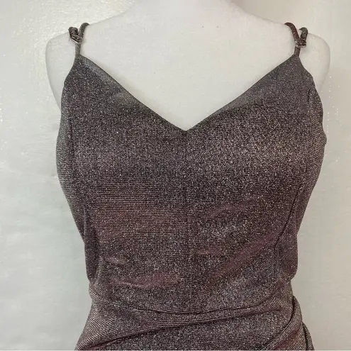 Honey and Rosie  Dress Size Medium‎ Asymmetrical Silver Pink Metallic Shimmer