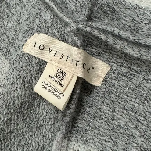 Lovestitch Boho Knit Fringed Poncho Sweatshirt Women’s One Size Gray Size L