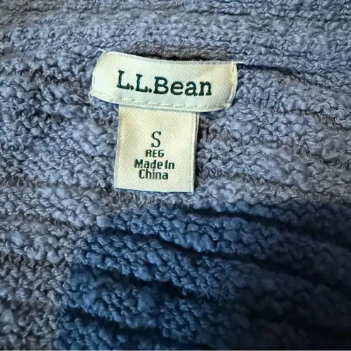 L.L. Bean Open Cardigan Women’s Size Small Blue Chunky Ribbed Knit 3/4 Sleeves