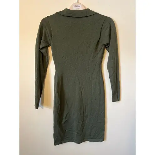 Ronny Kobo Sz XS Green Long Sleeve Polo Collar Sweater Mini Dress v