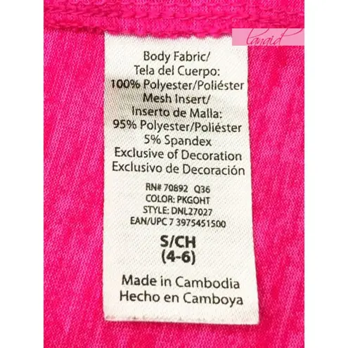 Danskin Dri More Tee Neon Bright Fuchsia Hot Pink Mesh Cut-Outs Cutouts Shirt S - Image 6