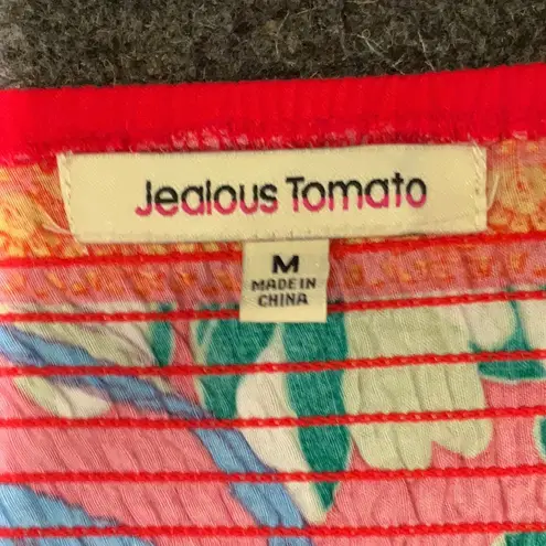 Jealous Tomato  Tropical Hawaiian Floral Off Shoulder Ruffle Midi Dress Size M