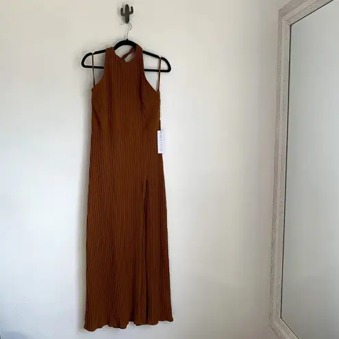 NWT Ronny Kobo Mora Textured Ribbed Maxi Dress in Whiskey Brown Size XL
