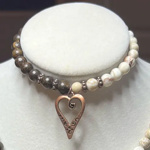 SET: Rustic Howlite/Bronzite Necklace 18” & Rustic Howlite Bracelet