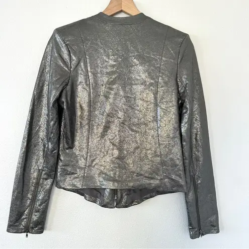 TROUVE Jacket Sz Small Sliver/Gold Metallic Blazer Party Date Club Fitted Zip Silver