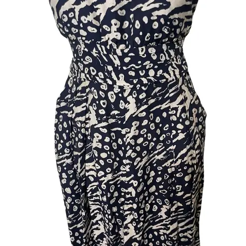 REBECCA VALLANCE Lola belted printed crepe halterneck jumpsuit sz US 8 Black