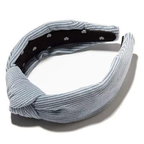 Lele Sadoughi Blue & White Waffle Knotted Headband