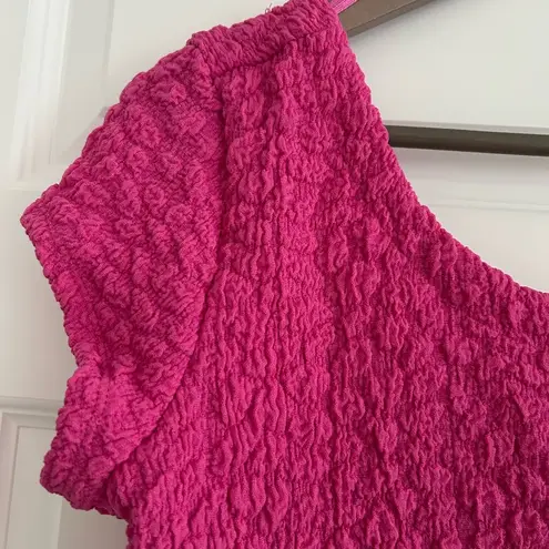 Maeve Anthropologie Socialite Popcorn Top Hot Pink Size M