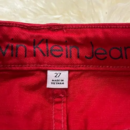 Calvin Klein Y2K Style CK  Tango Red Denim Mini Skirt 27