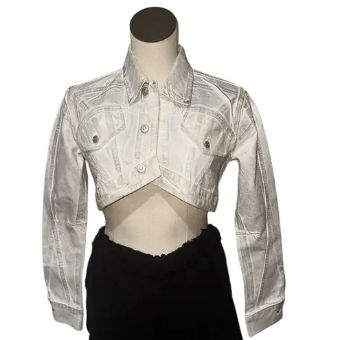 ZARA NWT  Women's Silver Metallic Shiny Cotton Crop  Jacket Bloggers Fave