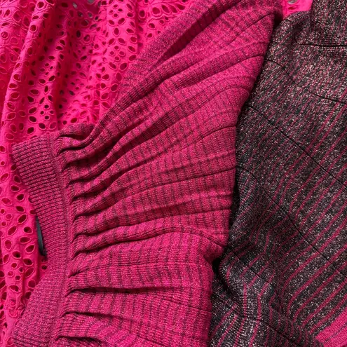 Ulla Johnson Billie Metallic Stretch Knit Midi Skirt Gradien Fuchsia Size Medium