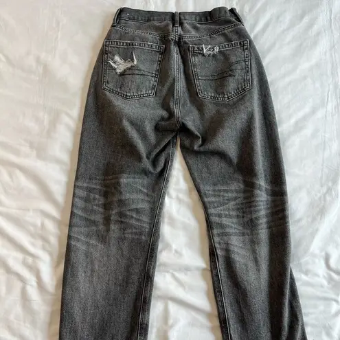 American Eagle AE Women's 4 Midrise Boyfriend Black Distressed Jeans Comfort Stretch