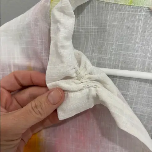 Soft Surroundings Isla Grande 100% Cotton Multicolor Watercolor Button Front Top