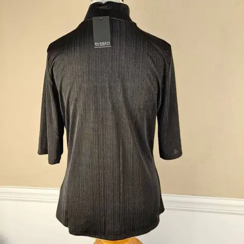Eloquii NWT ‎ Womens Black Ribbled Mock Neck Top 14 16