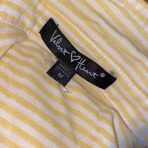 Velvet Heart  yellow striped button down top size medium