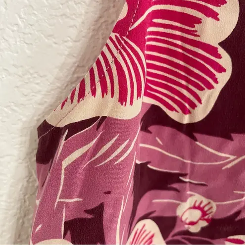 Equipment Womens Shirt Tank Pink Purple Hawaiian Tropical Floral Silk Size Small