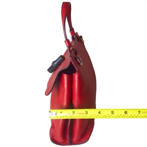 Gucci  Bamboo Turn-Lock Red Leather Top Handle Front Flap Closure Shoulder Bag - Image 13