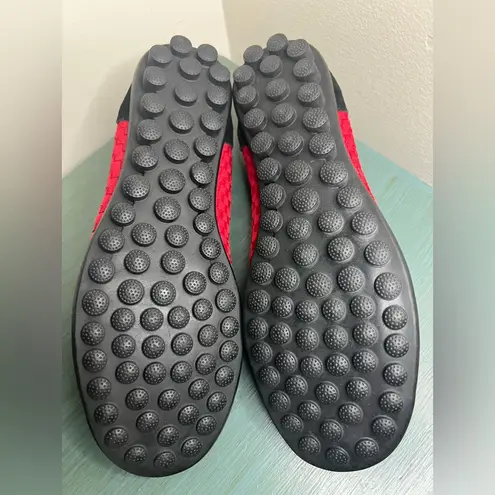 Bernie Mev Red Woven Flats with Black Suede Toe Cap Size 40 comfort