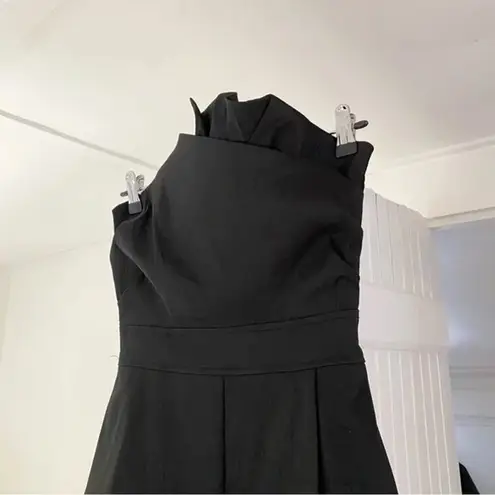 Alyn Paige Vintage Y2K Asymmetric Fringe Hem Strapless Mini Dress Size 5/6 Black