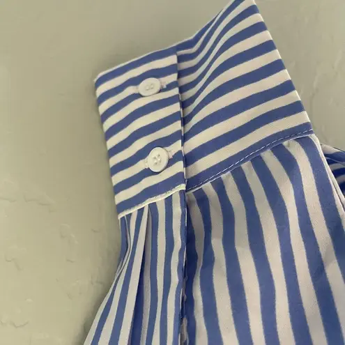 Bishop and Young NWT Blue & White Striped Wrap Blouse, Size XS