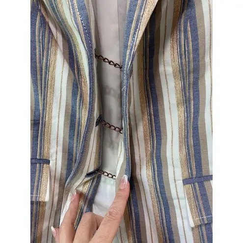 Doncaster Collection Nautical Metallic Stripe Blazer Women's Size 14 Pockets