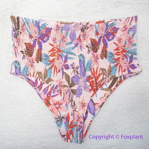 NEW Free People Citrine Dakota aloha blooms floral bikini bottom, size M Purple Size M