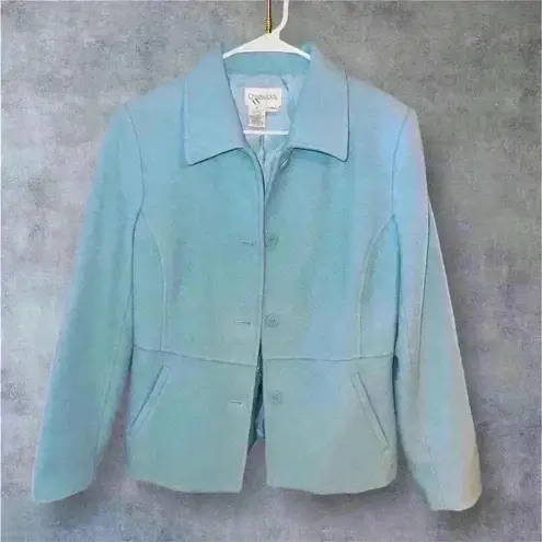 Chadwick's Women's Light Blue Wool Jacket - Classic Button-Up Design size 6
