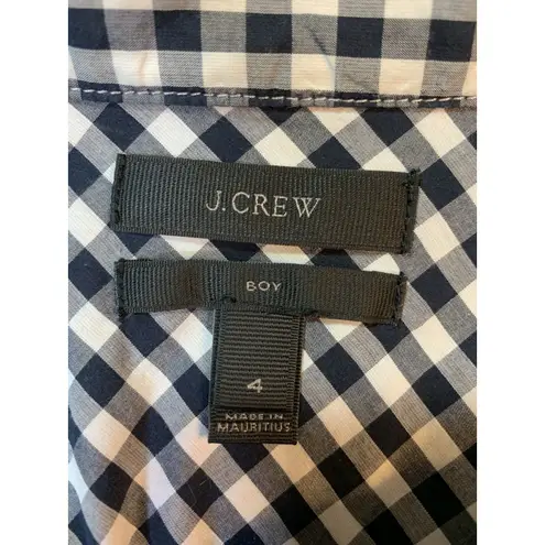 J.Crew  Gingham Shirt Women 4 Check Blue White Classic Preppy Church School‎