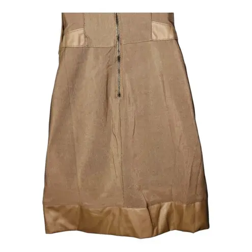 Lucy Paris Lucy & Co. Faux Leather Dress Strapless Rosette Cocktail Taupe Size Small NWT