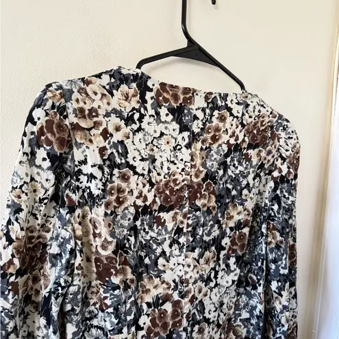 Rouje Paris Gaby Neutral Floral Wrap Blouse Brown Size 6