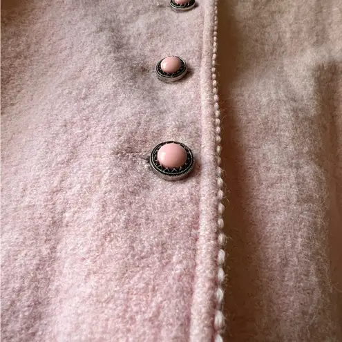 Lands' End VINTAGE  blush pink 100%‎ wool blazer jacket heavy western boho SIZE 14